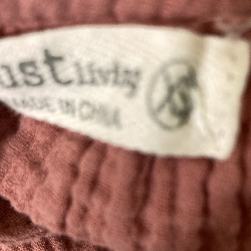 Just Living Dress Women Size XS Mauve 100% Cotton V Neck Elastic Waist & Sleeves - Picture 8 of 9